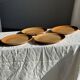 Set of 4 flat dinner plates in stoneware, no brand underneath.