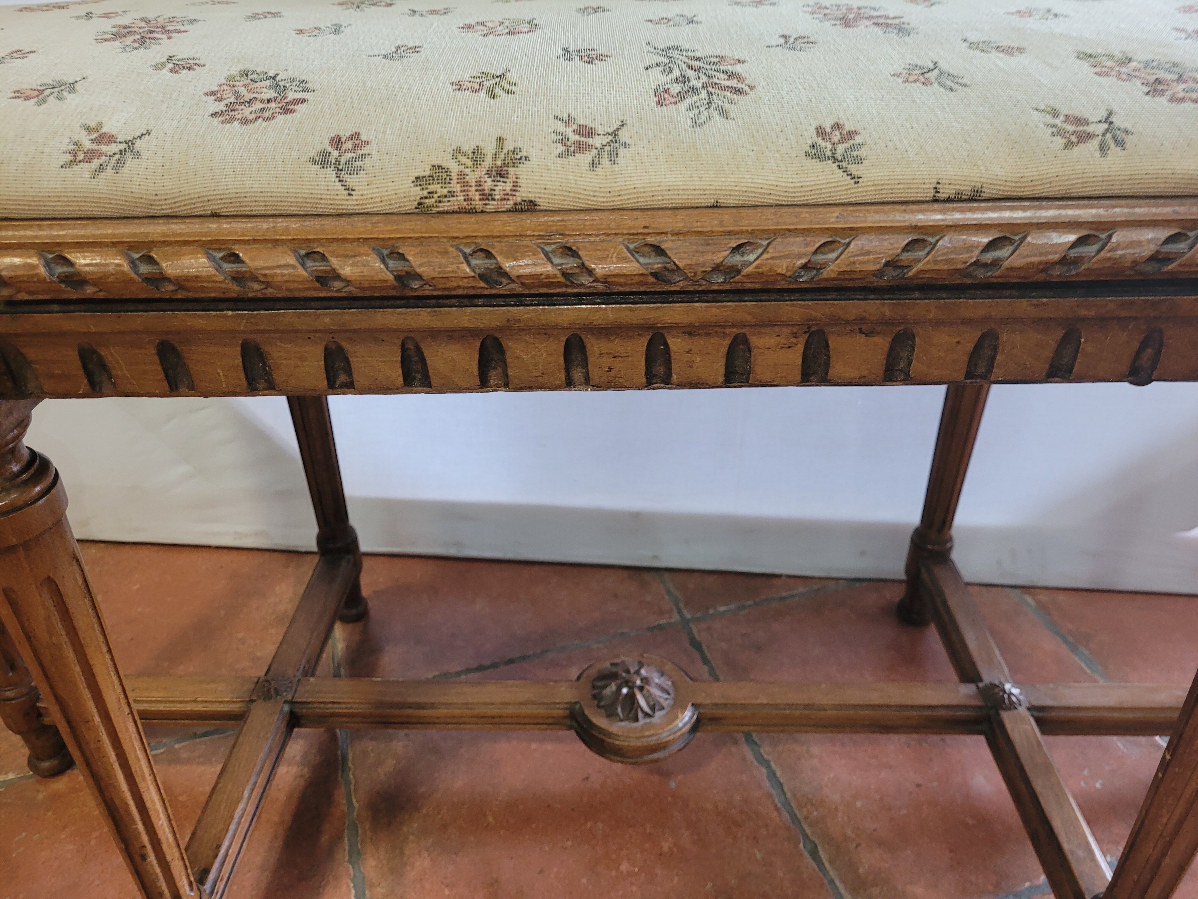Antique walnut piano bench