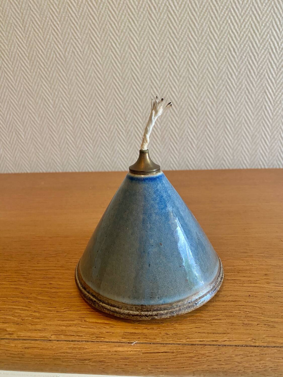 Stoneware oil lamp base signed Le Don Suzy Atkins 80s