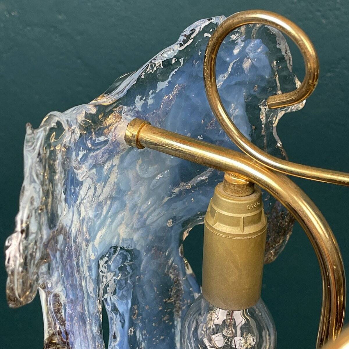 Murano Ice glass ceiling light, Italy, 1970s