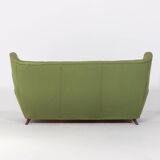 Canapé à oreilles en tissu vert par Paolo Buffa, Italie années 1950