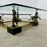 Old brass and gilded bronze table horses design from the 70s vintage Horses