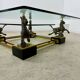 Old brass and gilded bronze table horses design from the 70s vintage Horses