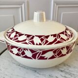 Tureen Badonviller tulips burgundy 30s-40s