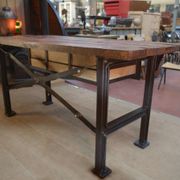 factory workbench in cast iron and wood 1930 with 9 drawers