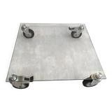 Beautiful designer glass coffee table on wheels