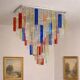 Monumental Contemporary Multicolour “Square Bark” Murano Glass Italian Flush
