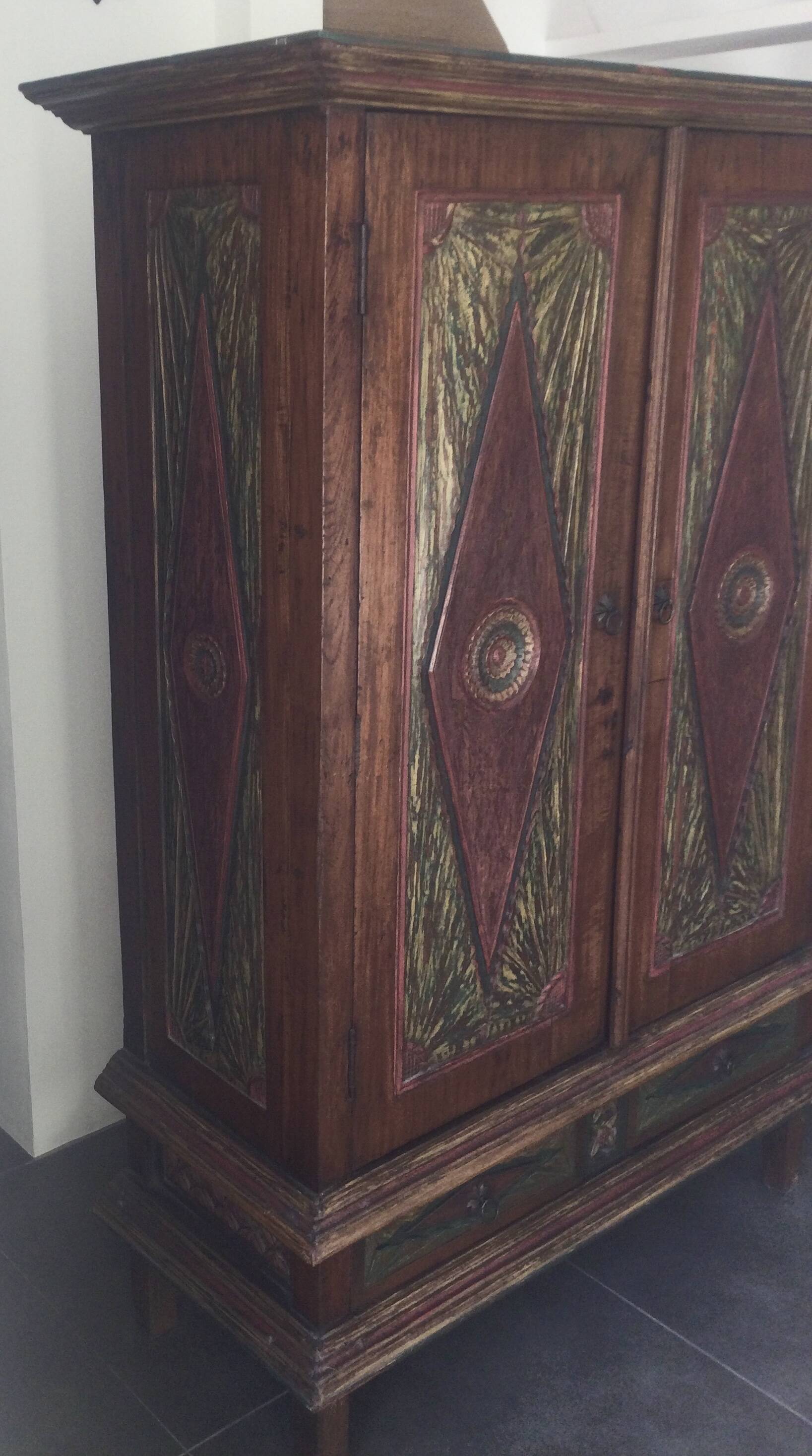 Solid teak wardrobe in Indonesian style, 1900s.