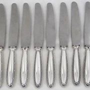 Christofle Rubans, 10 dessert knives, dessert, cheese, silver-plated metal.