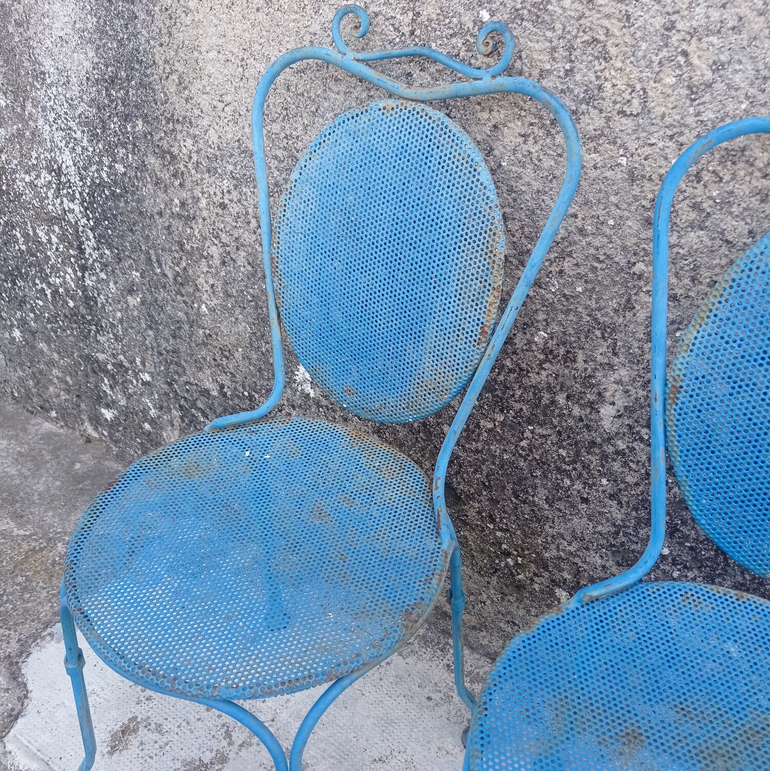 Blue garden chairs
