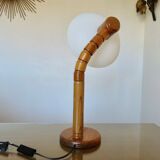 Scandinavian articulated lamp in pine and plastic 1970
