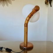 Scandinavian articulated lamp in pine and plastic 1970