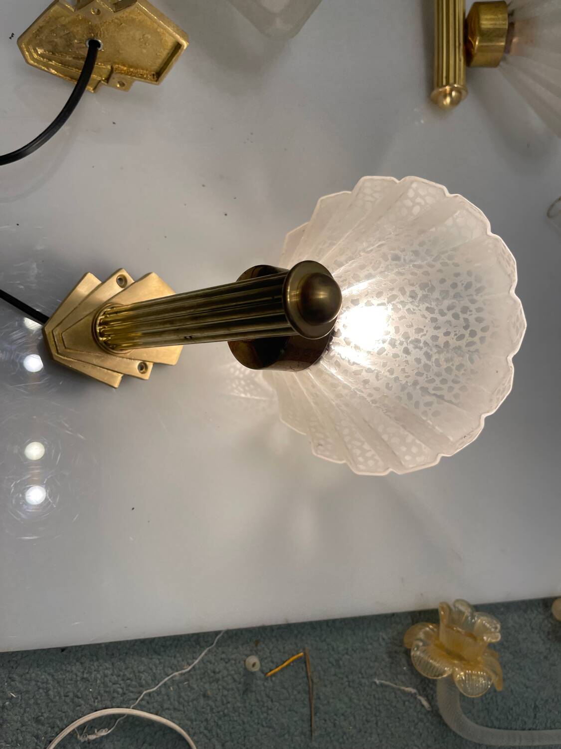 Murano Glass Brass Sconces Set of 3 1950’s
