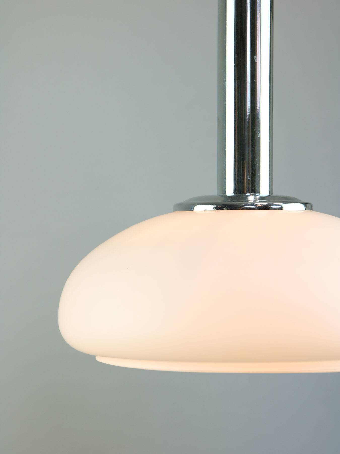 Mid-Century Danish Chrome & Opaline Pendant Lamp, 1960s