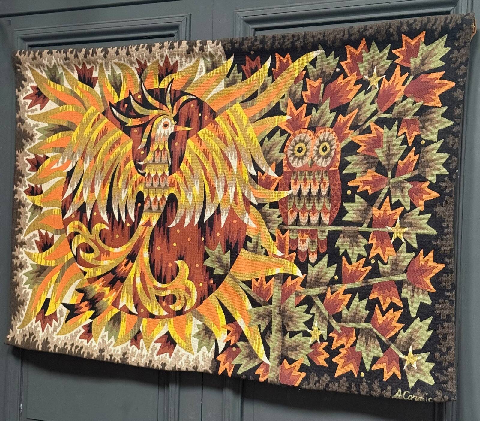 Tapisserie à l'oiseau par A. Cornic, XXe s.