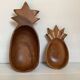 Pair of wooden pineapple trinket trays