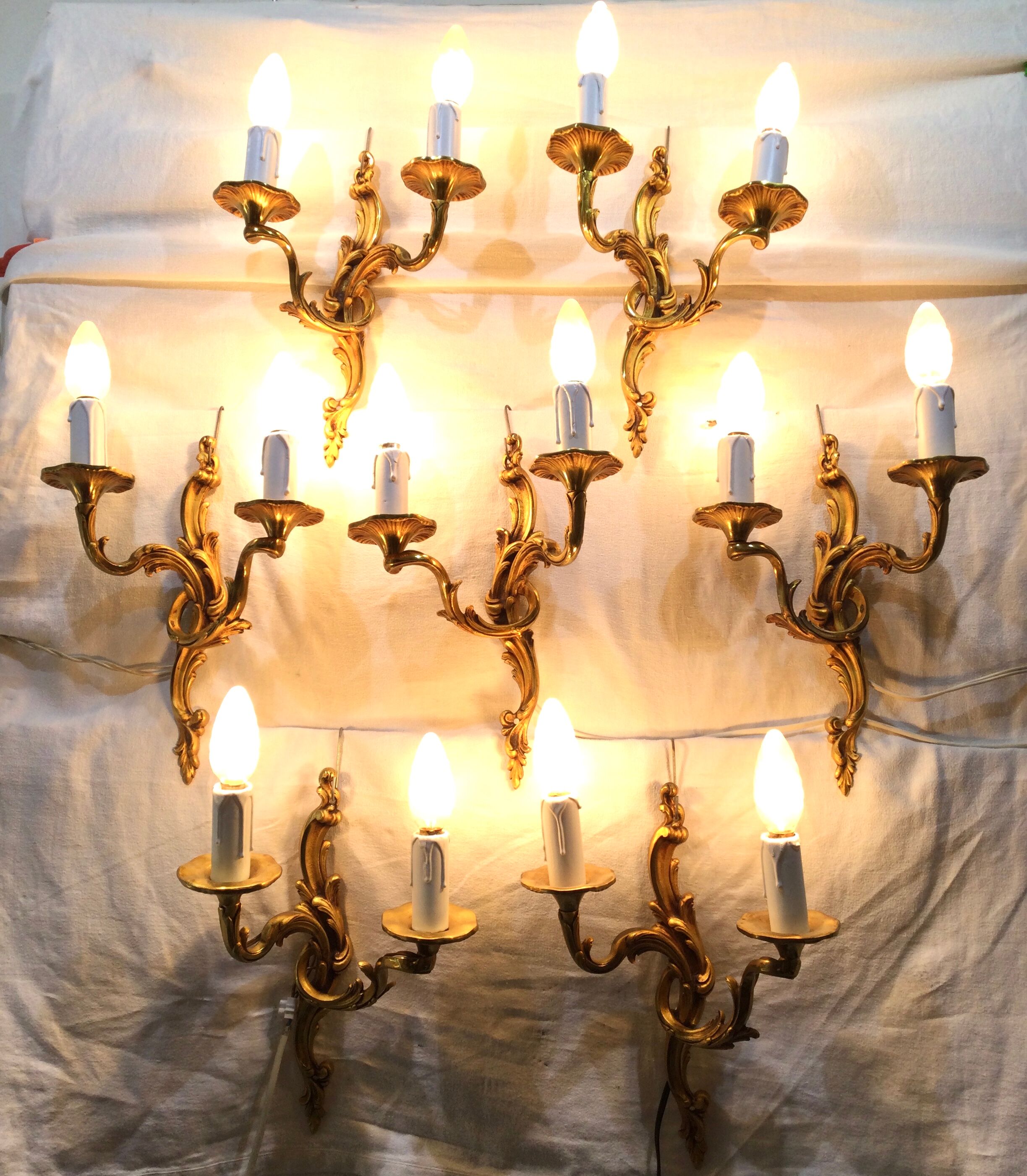 7 Bronze Wall Lamps 2 lights