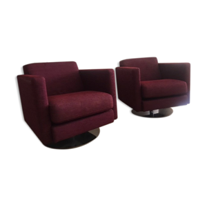 Paire de fauteuils framboise - socle