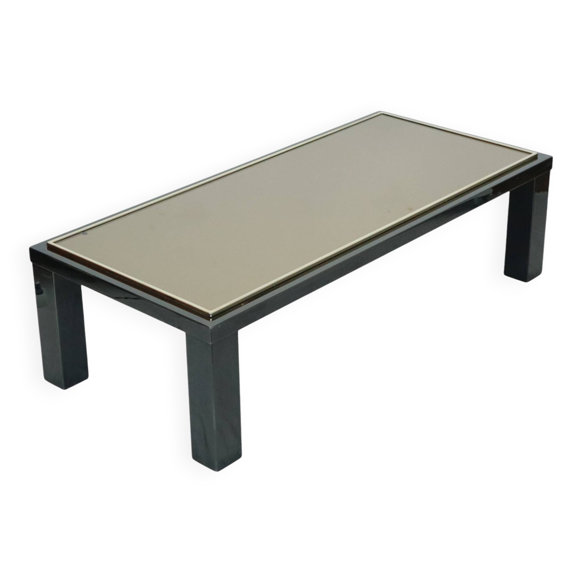 Vintage Rectangular Coffee Table Fedam Metal Glass 130cm