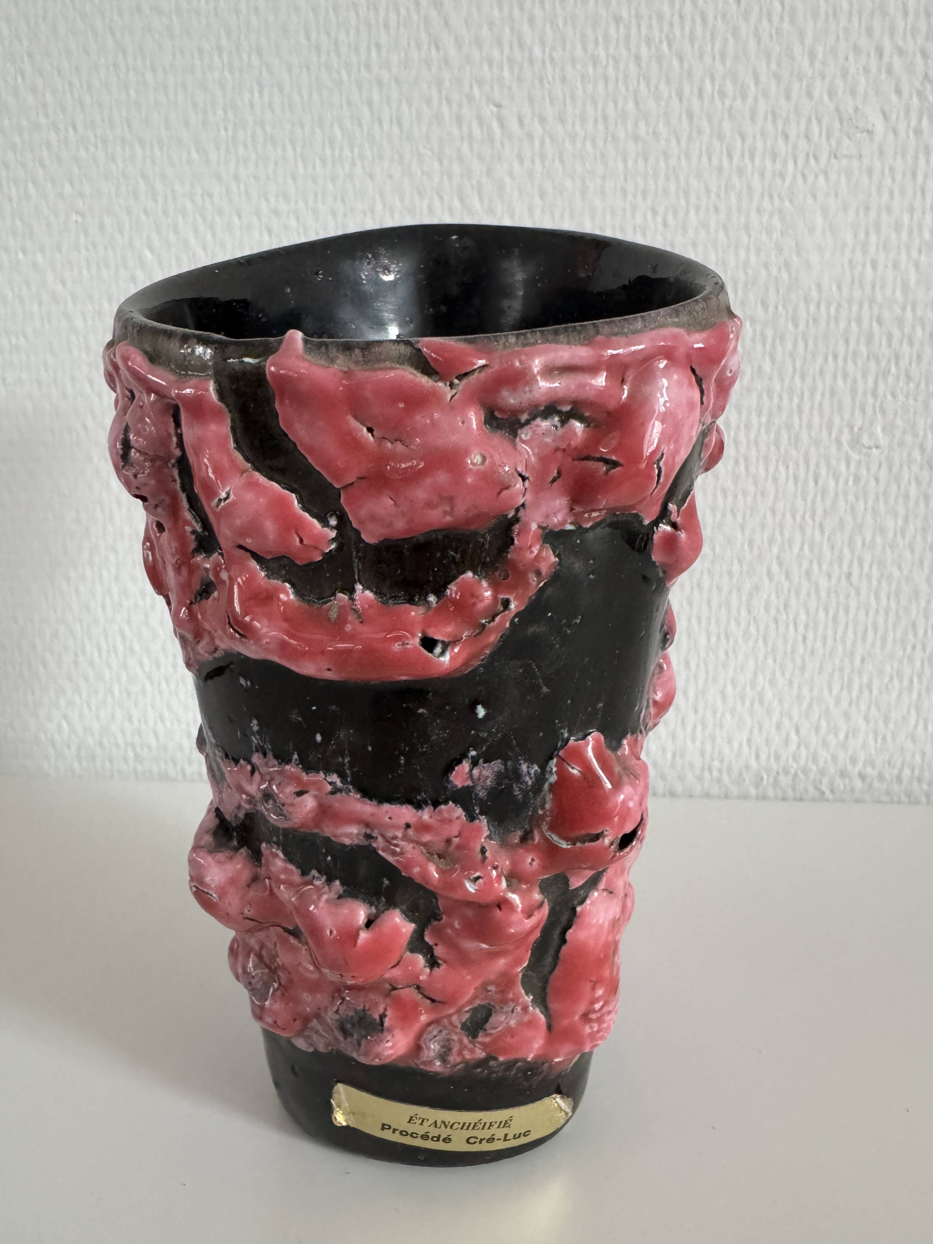 Vintage Vallauris Fat Lava Vase / France, 1960s