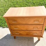 Commode à 3 tiroirs ,  pieds compas , des années 50'