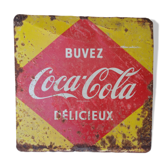 Old plate "drink delicious coca-cola" 44x44cm 50