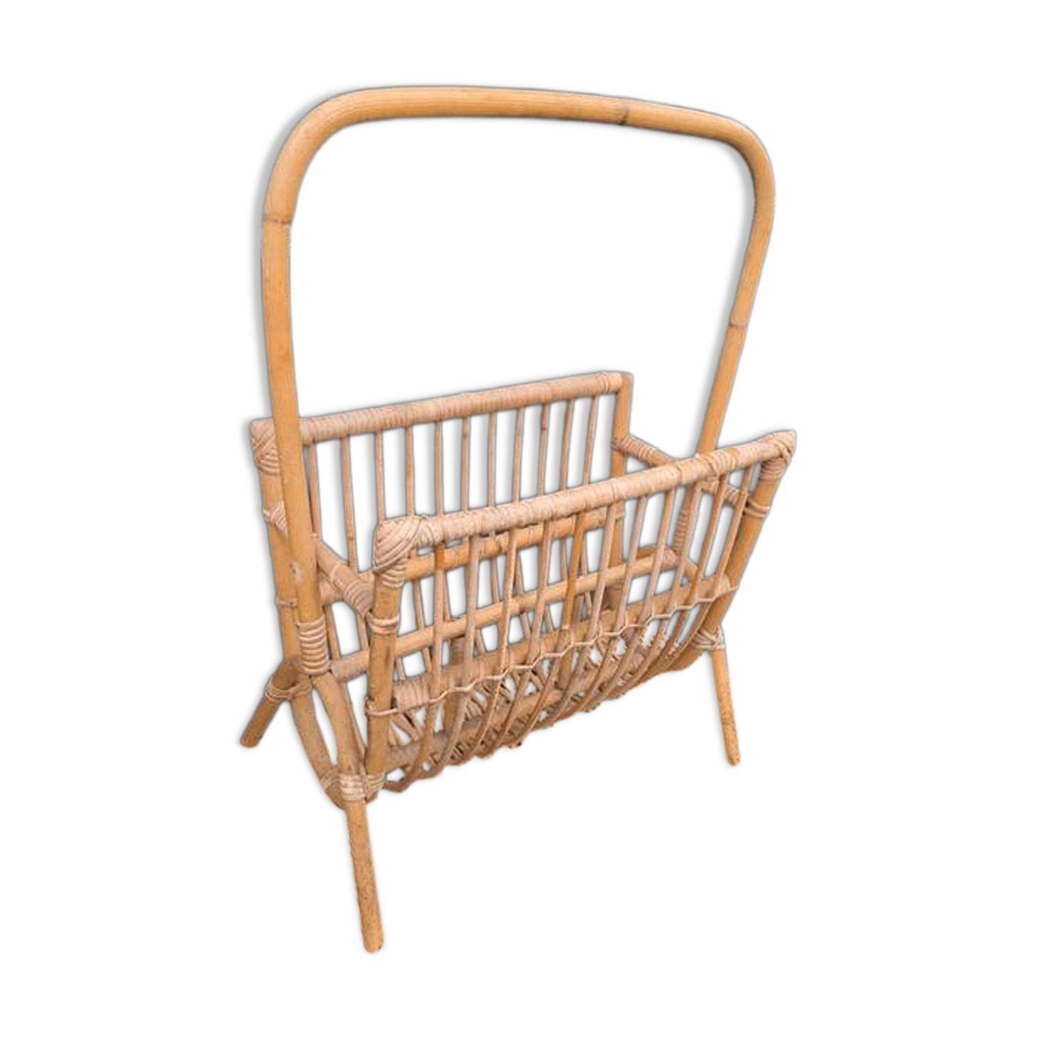 Vintage rattan magazine rack