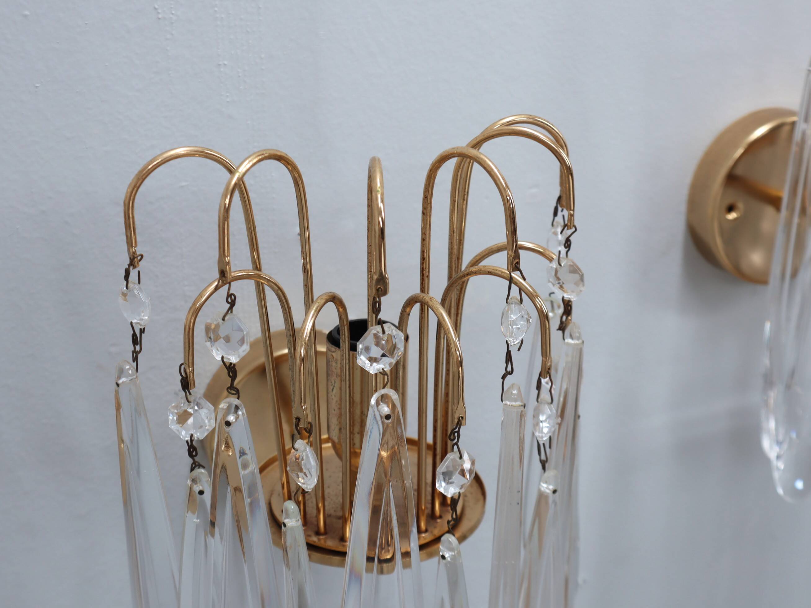 Lot de 4 appliques murales vintage en verre de Murano en forme de larme, années 1980