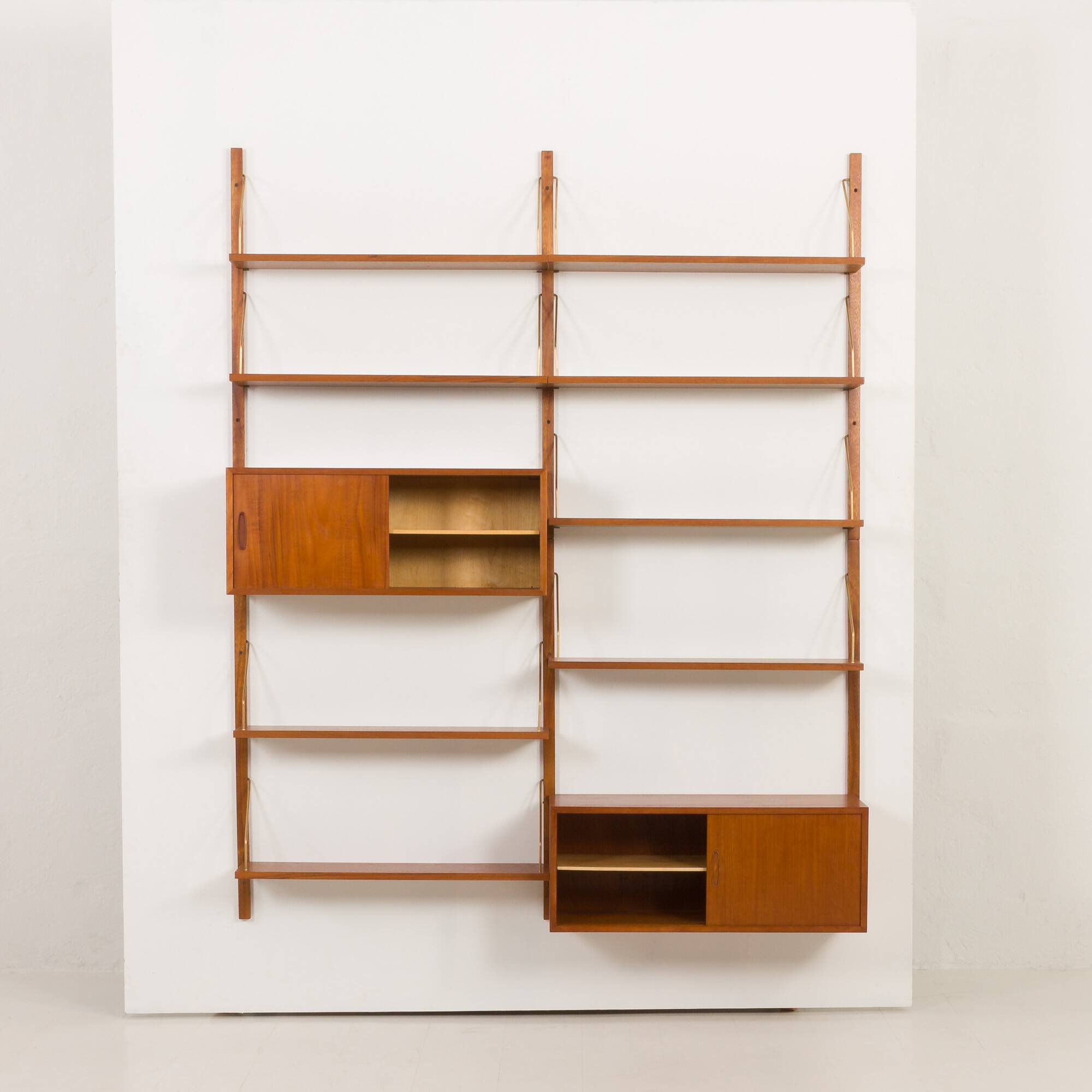 Danish mid-century teak wall unit with 2 cabinets, 1970s.