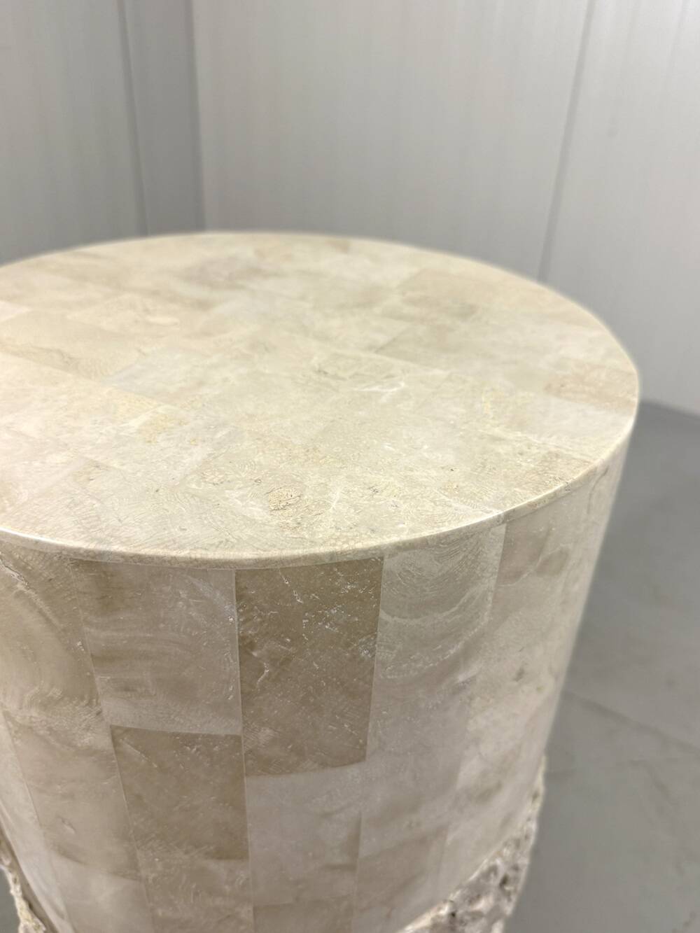 Travertine mactan stone columns & vase 1980’s