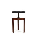 Tabouret danois réglable en hauteur avec cuir noir 1960