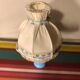 Ancienne lampe chevet corps opaline bleu + abat-jour crème vintage