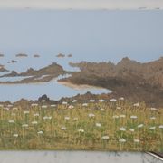 Old painting Oil on canvas landscape Island of Ouessant vintage