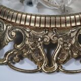 Hollywood Regency ceiling light, cut glass and openwork gold edge.