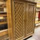 Vintage rattan and oak wardrobe
