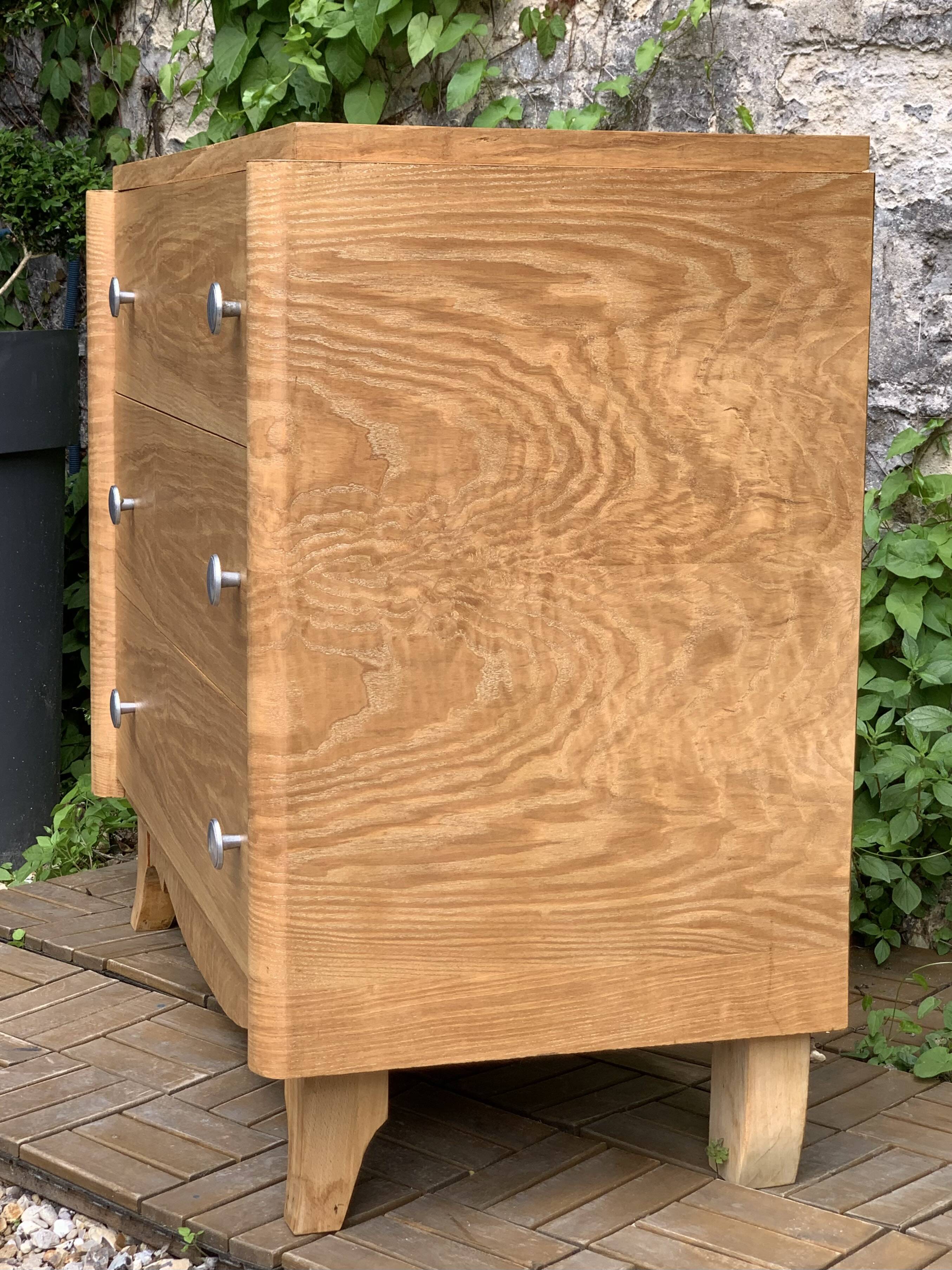 Raw oak art deco chest of drawers