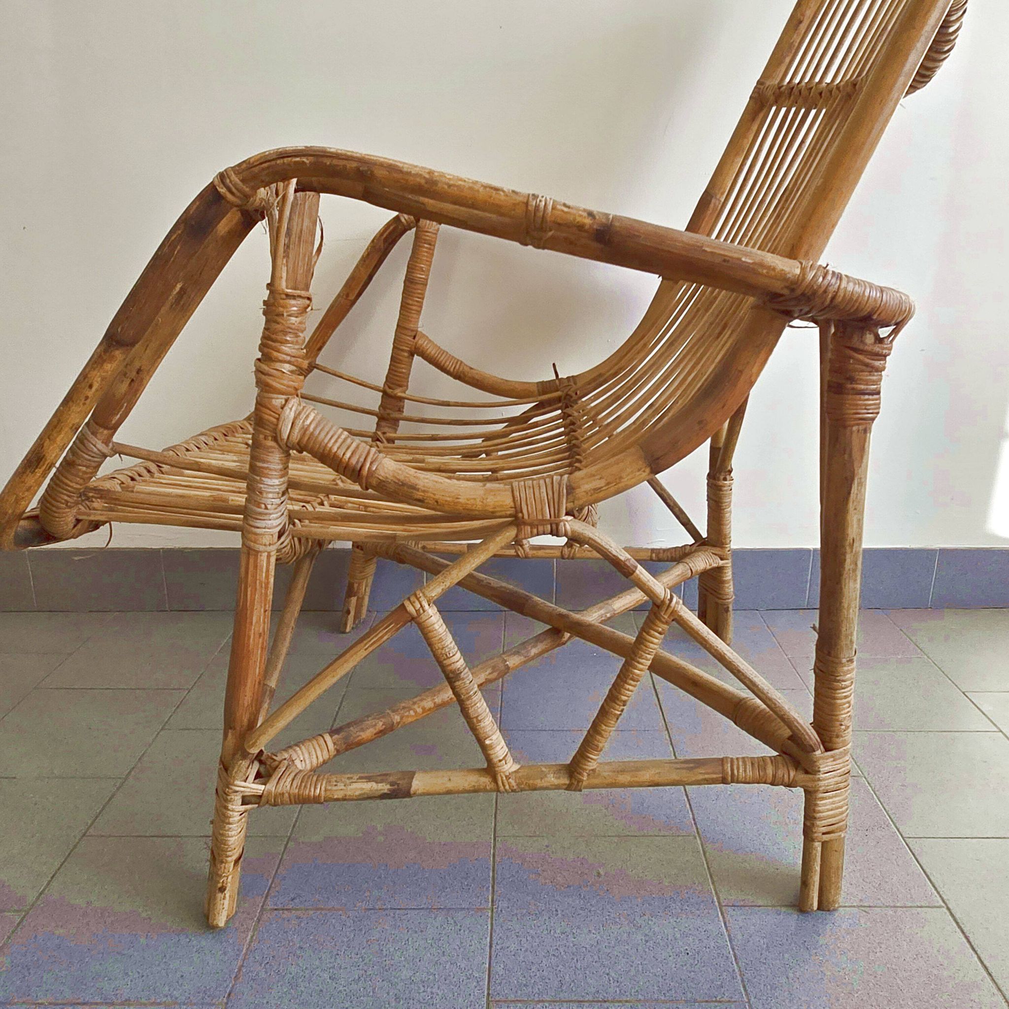 Fauteuil vintage en rotin 1960
