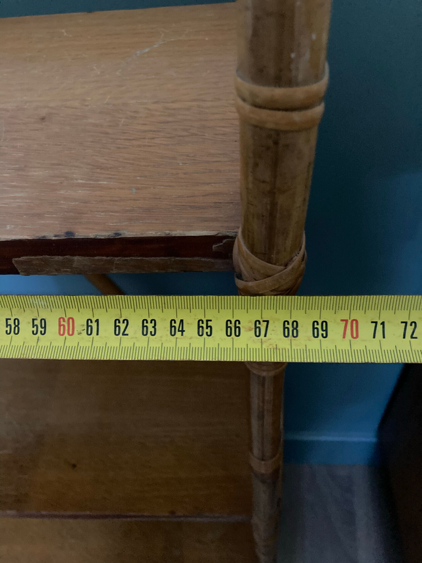 Vintage rattan shelf, library by Louis Sognot