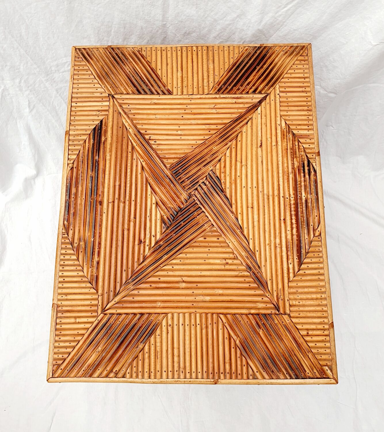 Rattan marquetry coffee table