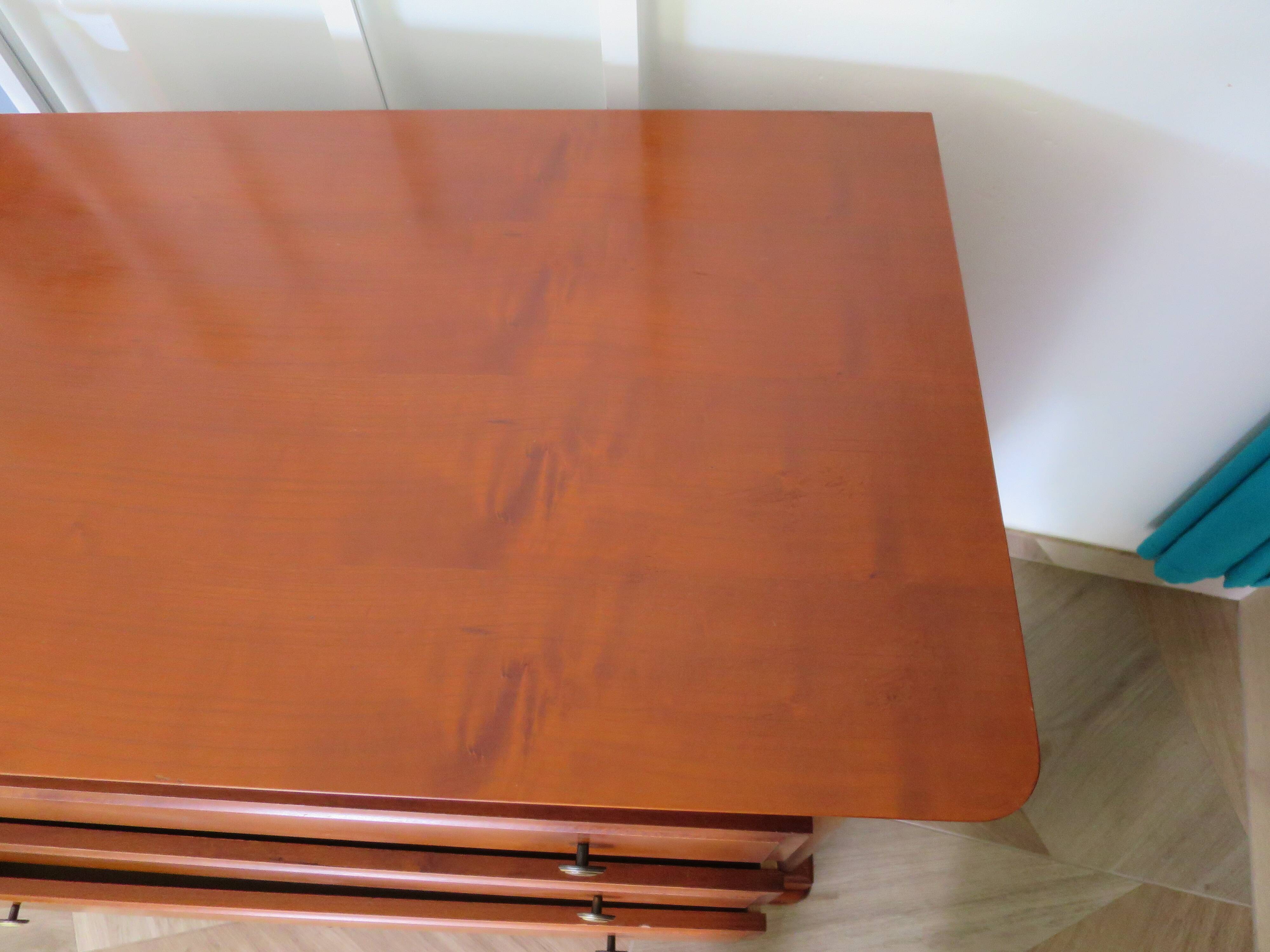 Cherry wood ogee chest of drawers - 4 drawers - 80s - long chest of drawers - Louis Philippe style