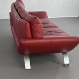 Italian design 3-seater sofa in leather and metal