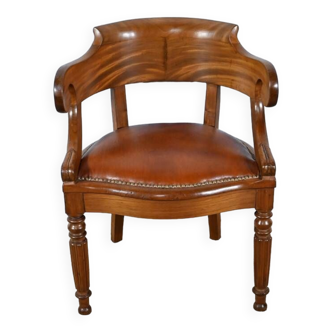 Mahogany Office Armchair, Louis Philippe Period – Mid-19th Century