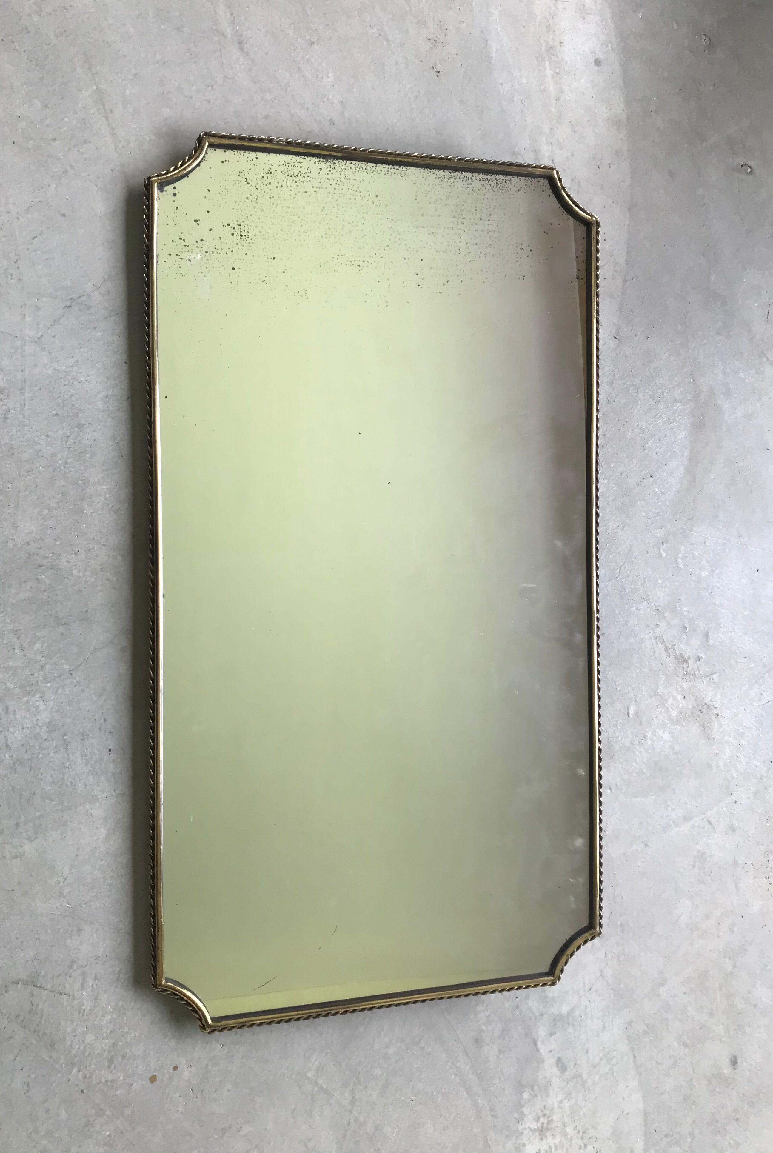 Italian brass mirror from the 50s 77x42cm