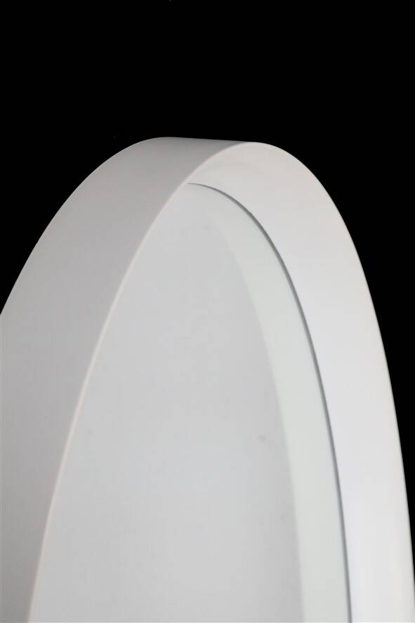 Big, oval mid-century mirror / 1960s / 1970s / white / sanded finish / Space Age
