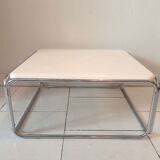 Vintage coffee table 1970 wood and base chrome