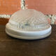 Vintage Round Ceiling Light Moulded Glass + White Metal Surround #D90