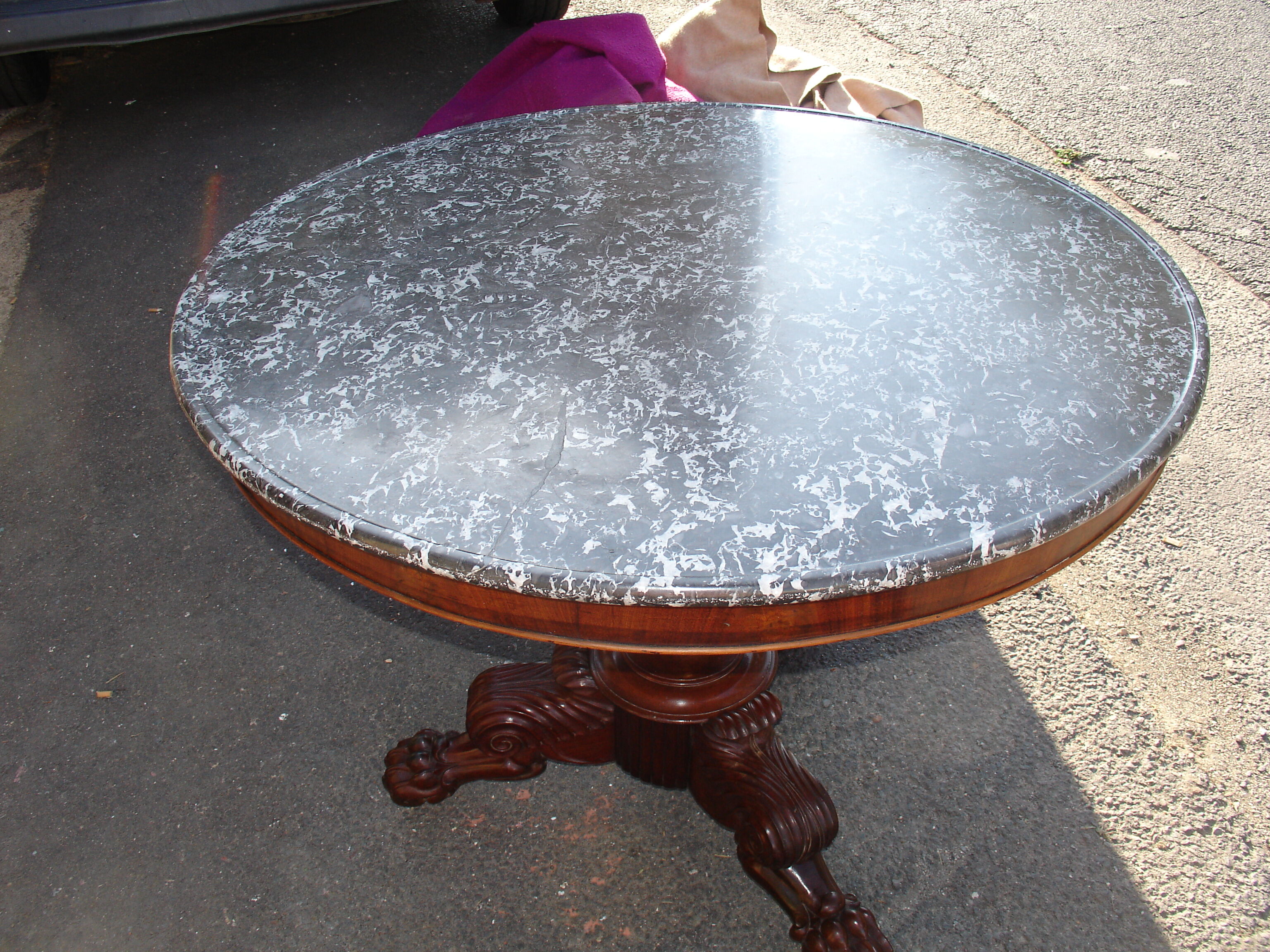 Table drum time empire with its marble Bowl st anne