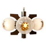 Lustre mazzega Murano 4 boules et teck 1960