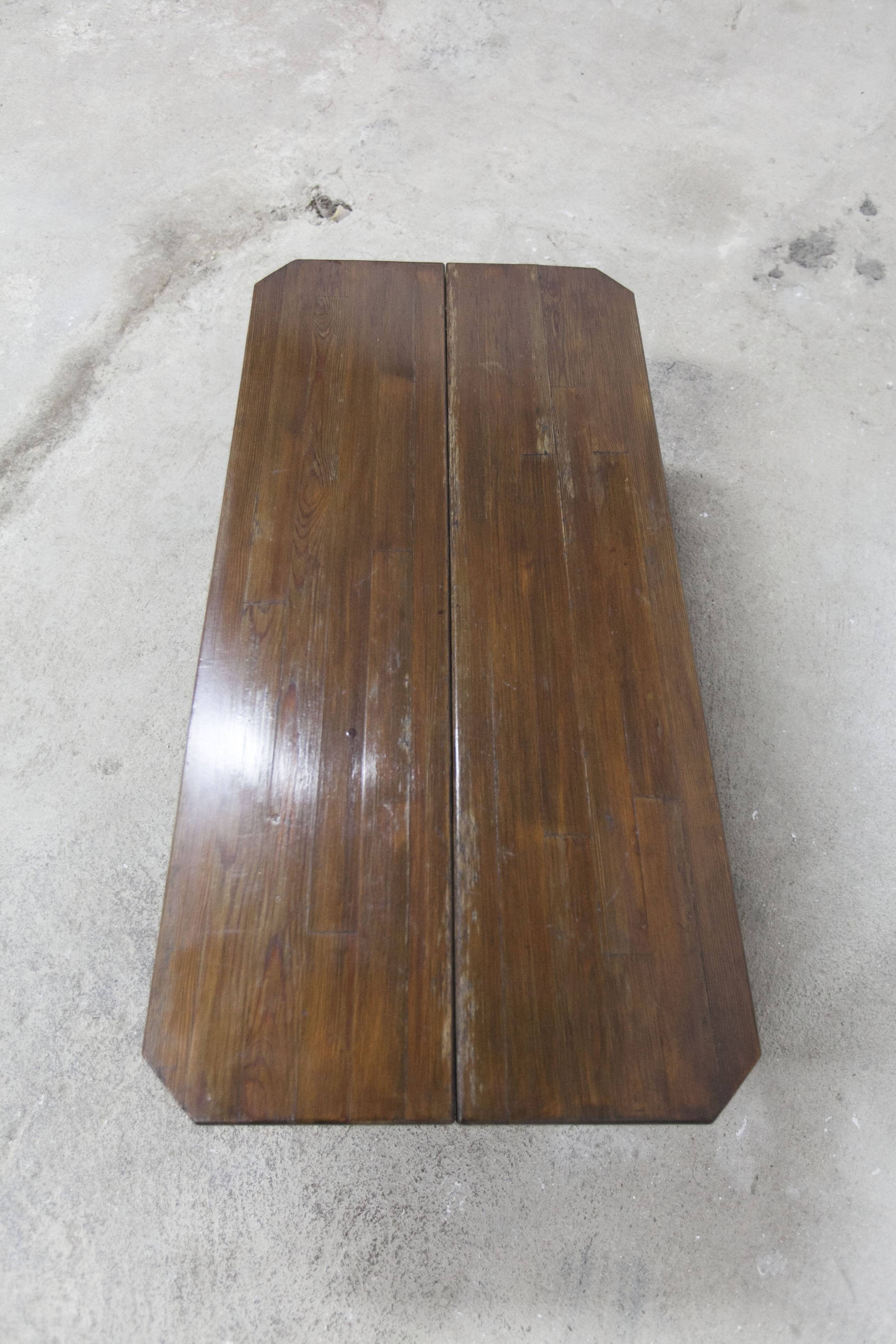 Brutalist style coffee table 1960 rectangular with cut corners