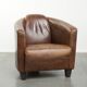 Fauteuil design aviateur en cuir de vache couleur cognac robuste